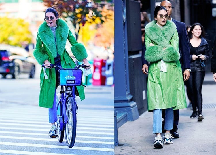 Kendall Jenner con abrigo verde 