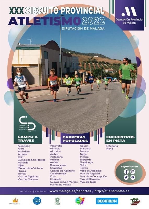 Cartel del XXX Circuito Provincial de Atletismo 2022 de la Diputación de Málaga