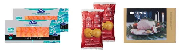 SKANDIA Salmón - VÄRLDSKLOK Bollos de azafrán - JULSKINKA Jamón de Navidad