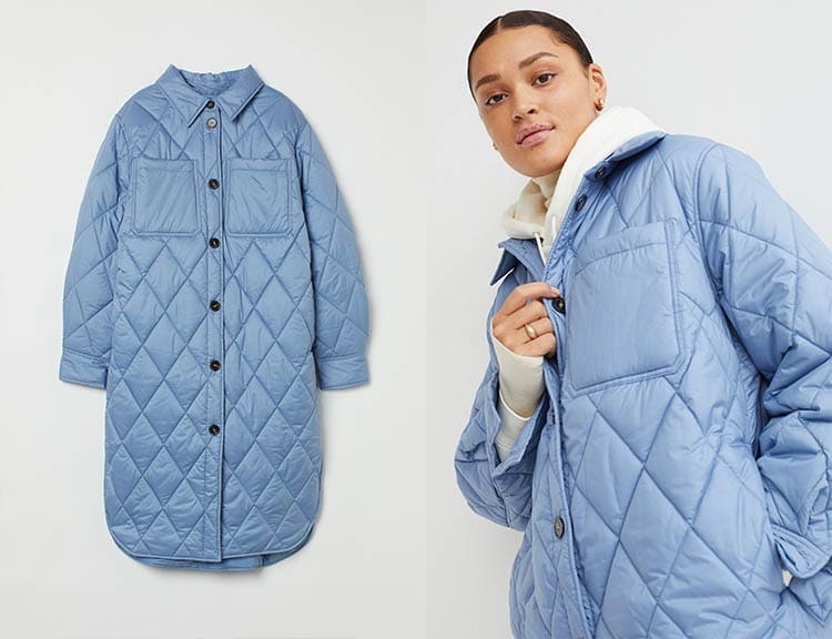 Chaqueta camisera guateada H&M azul celeste