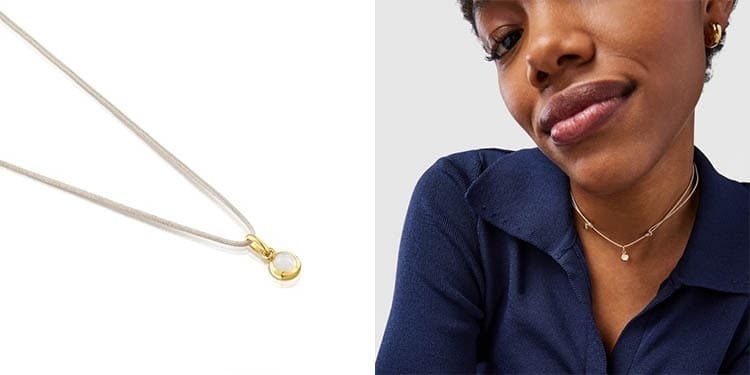 Collar Magic Nature con piedra luna y cordón beige