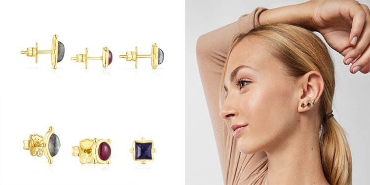 Pack de pendientes Magic Nature de plata vermeil y gemas