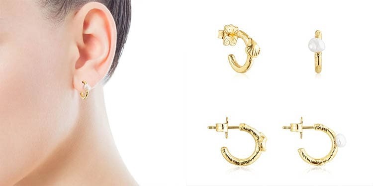 Pendientes aro de plata vermeil y perla Oceaan Duna