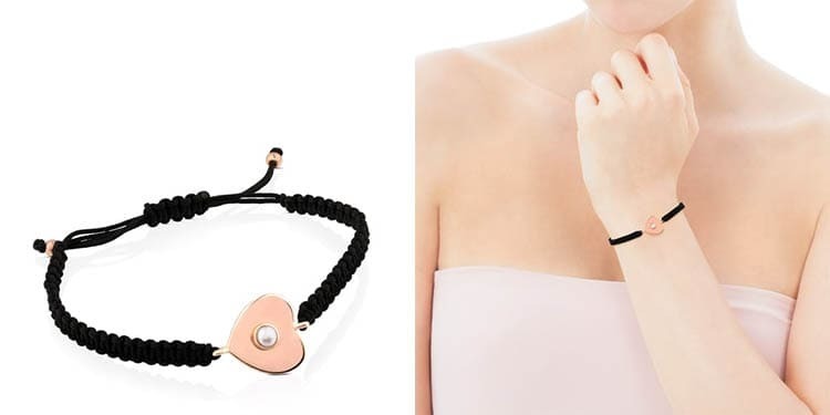 Pulsera Super Power de Plata Vermeil rosa y Cordón con Perla
