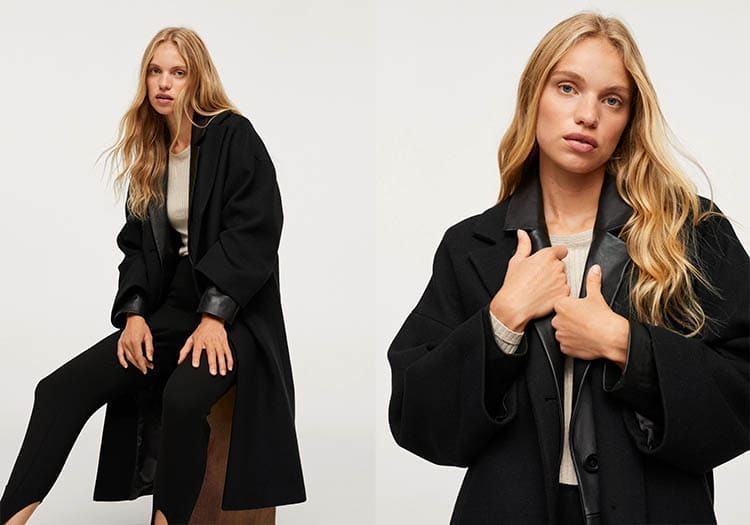 Abrigo lana oversize Mango