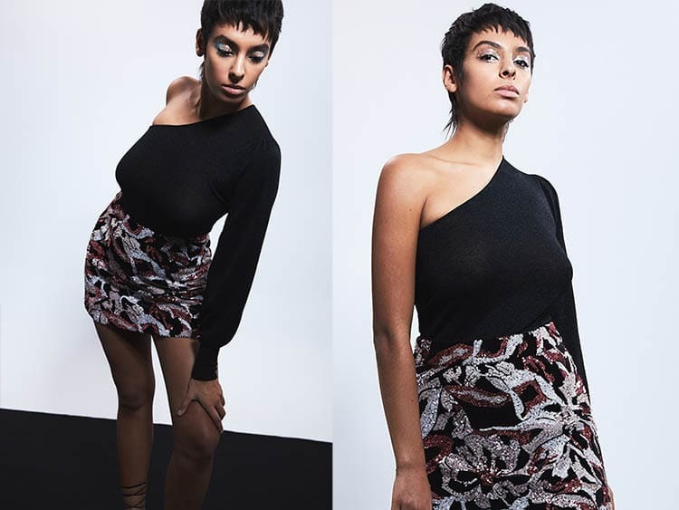 JERSEY LISO ASIMÉTRICO CON MANGA ABULLONADA