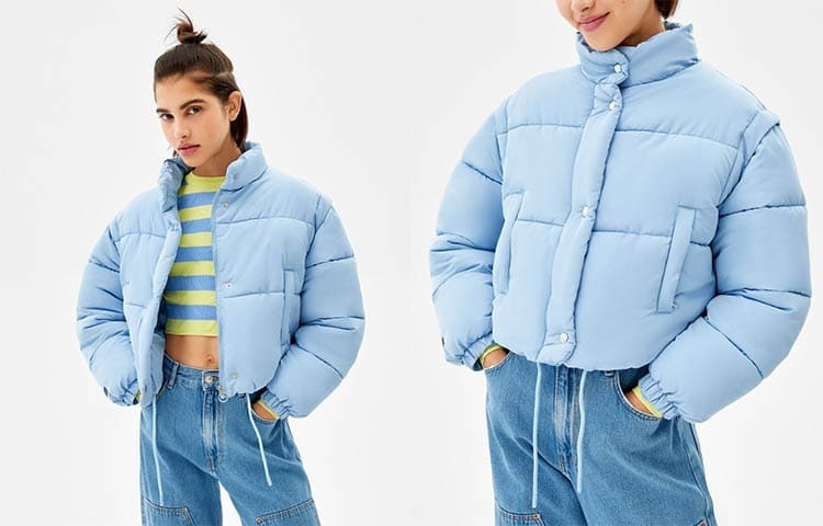 Cazadora puffy corta efecto nylon