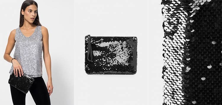 Bolso de mano con lentejuelas para Mujer TEX negro