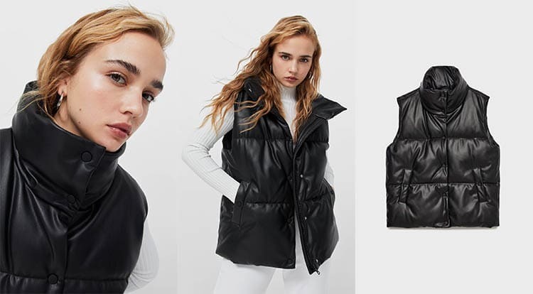 Chaleco acolchado efecto piel