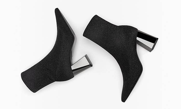 Botines de tacón metalizado tejido