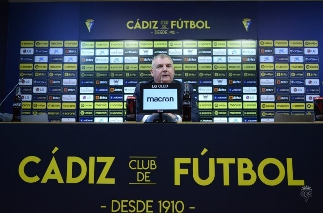 Vizcaíno, durante la rueda de prensa para anunciar a Sergio González