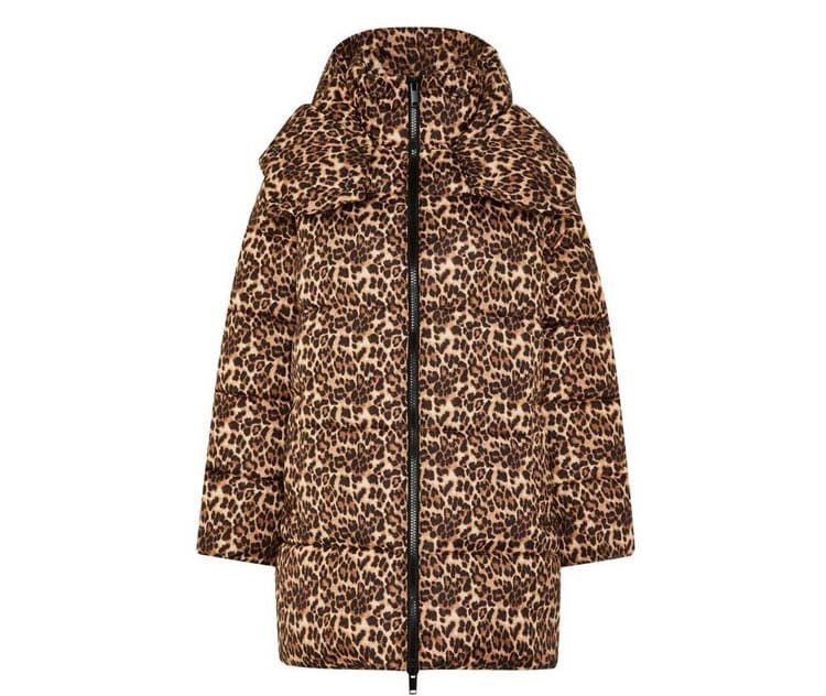 Abrigo acolchado extragrande con estampado de leopardo