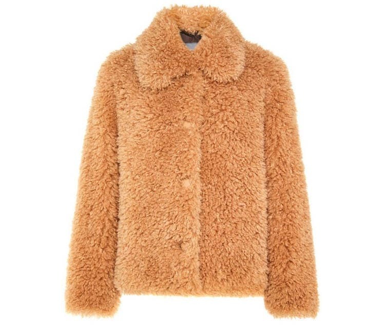 Chaqueta marrón claro de pelo lanudo sintético