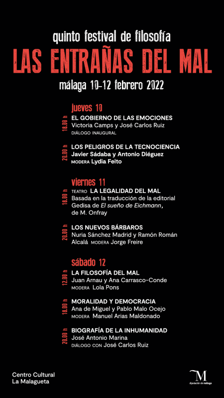 Cartel del V Festival de Filosofía en el Centro Cultural La Malagueta de La Diputación de Málaga