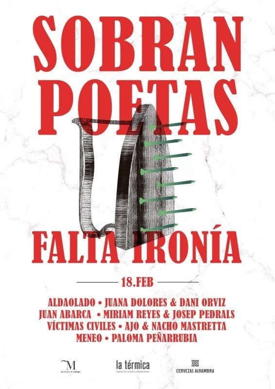 Cartel de la jornada 'Sobran poetas: Falta ironía' de la Diputación de Málaga
