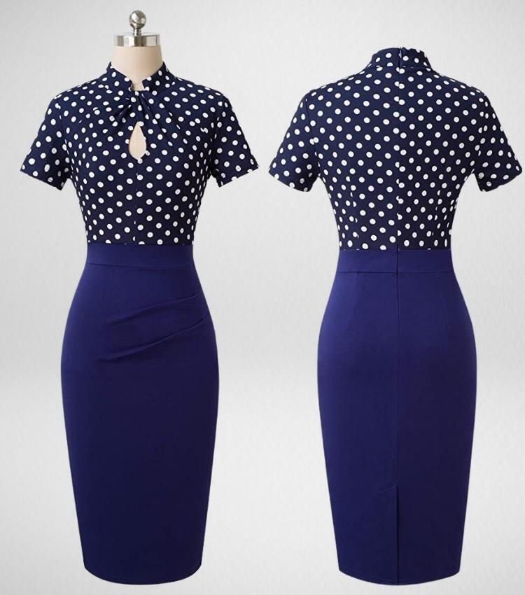 Vestido deconstruido de lunares y falda lápiz Homeyee