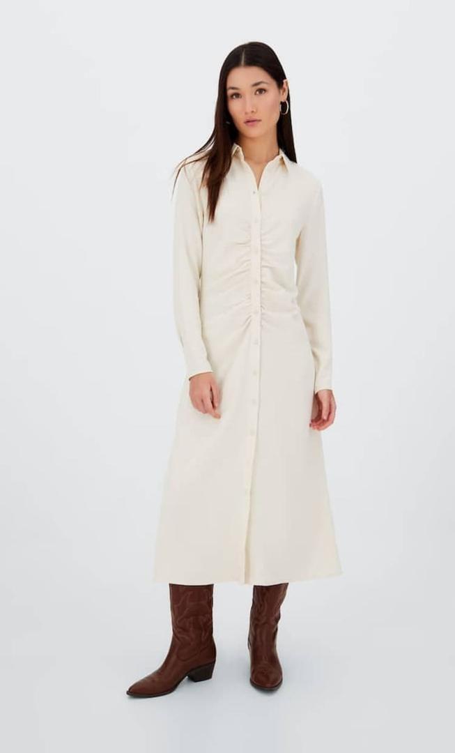 Vestido midi de polo con detalle fruncido