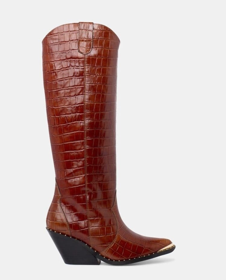 Botas cowboy KMB para mujer de tacón cubano y puntera oro