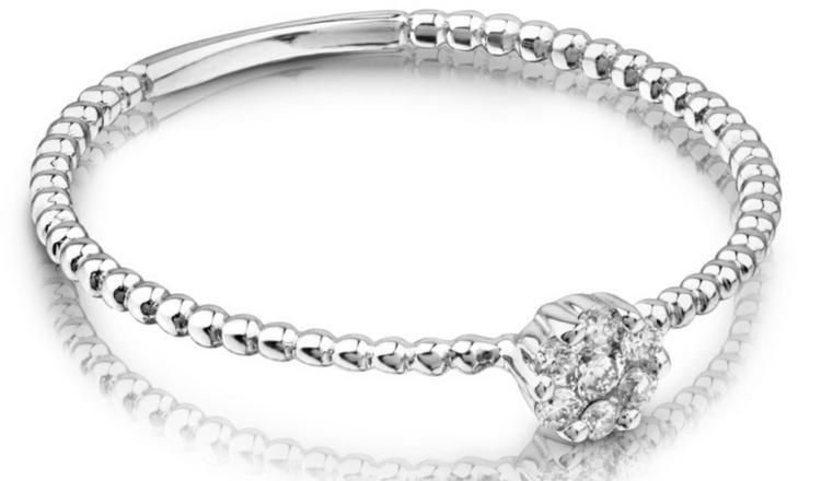 Anillo de oro blanco con rosetón de diamantes TOUS Brillants