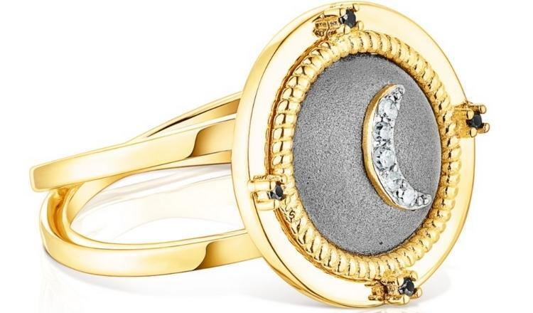 Anillo luna de plata vermeil y diamantes Magic Nature de Tous