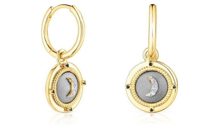 Pendientes cortos de plata vermeil y diamantes Magic Nature de Tous