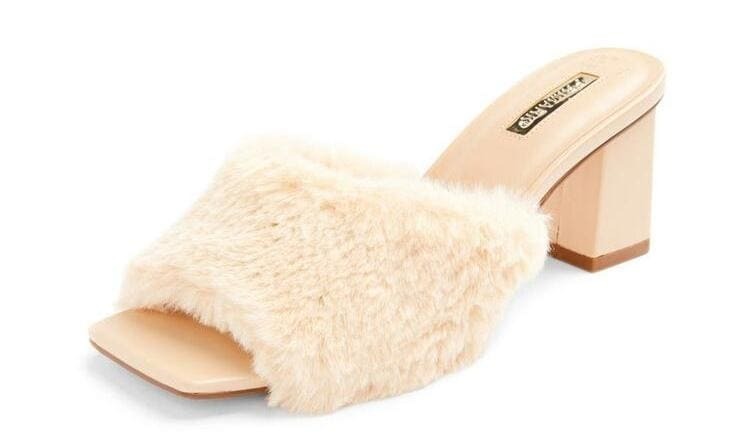 Sandalias destalonadas de pelo sintético