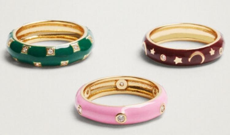 Conjunto de anillos esmalte con strass de Parfois
