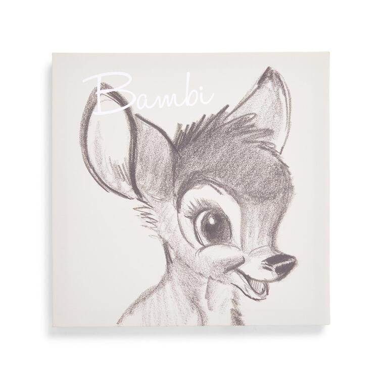 Lienzo decorativo gris de Bambi de 30x30 cm