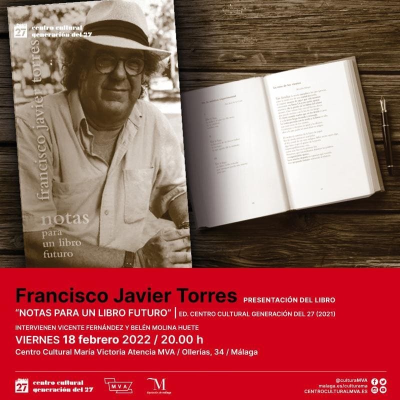 Presentación del poemario de Francisco Javier Torres, 'Notas para un libro futuro', en el Centro del 27 de la Diputación de Málaga