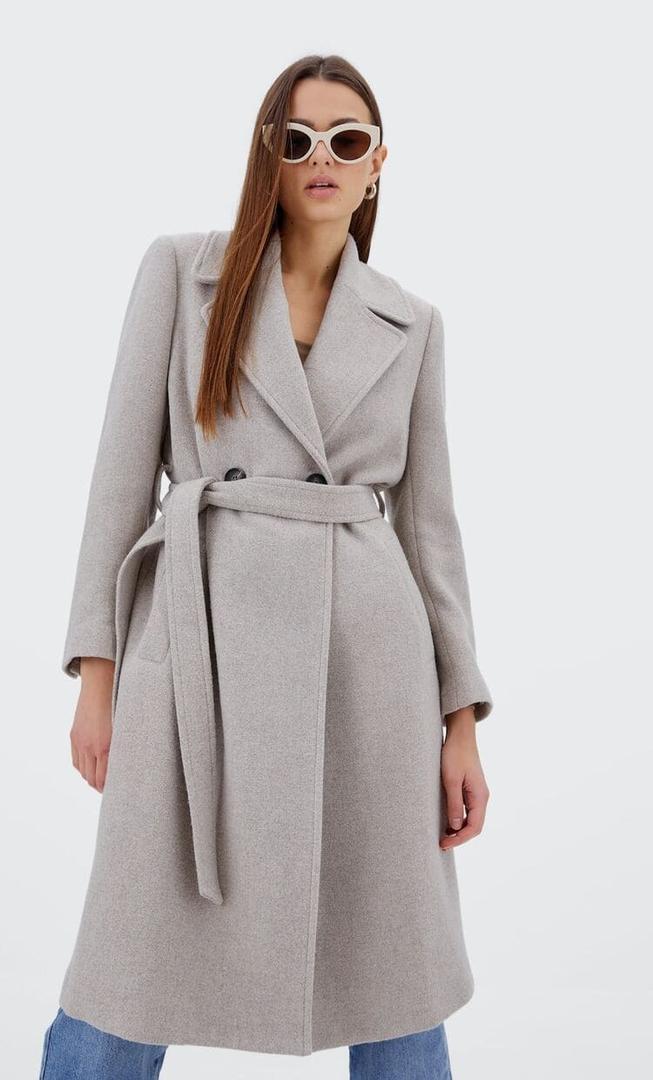 Abrigo cinturón gris