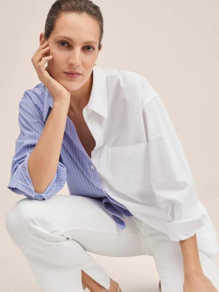 Camisa de algodón combinada