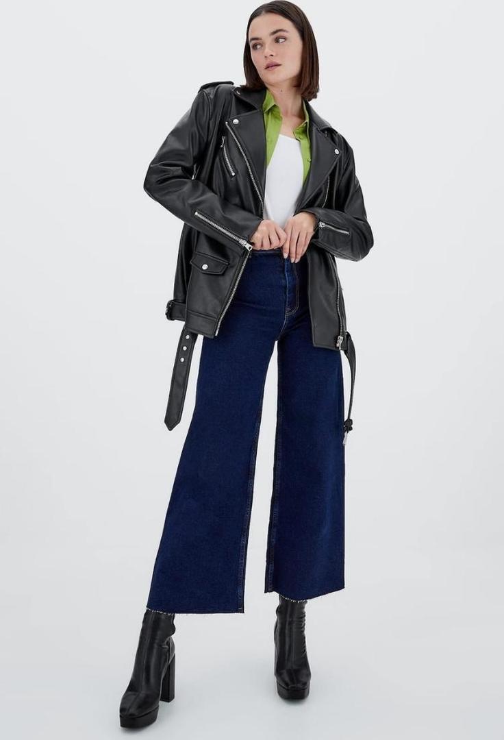 Cazadora biker oversize efecto piel