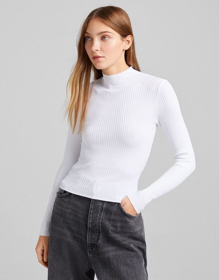 Jersey rib de cuello elevado