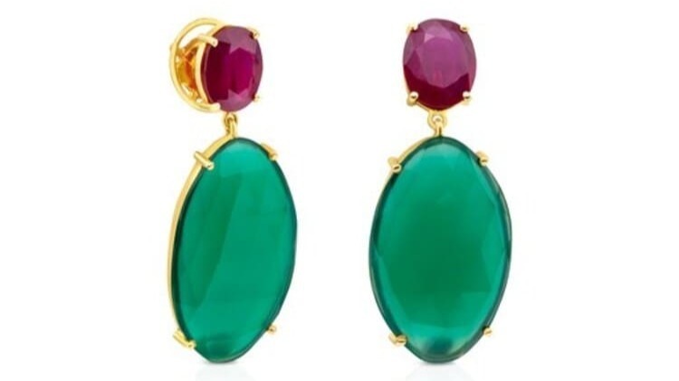 Pendientes con rubí y crisoprasa