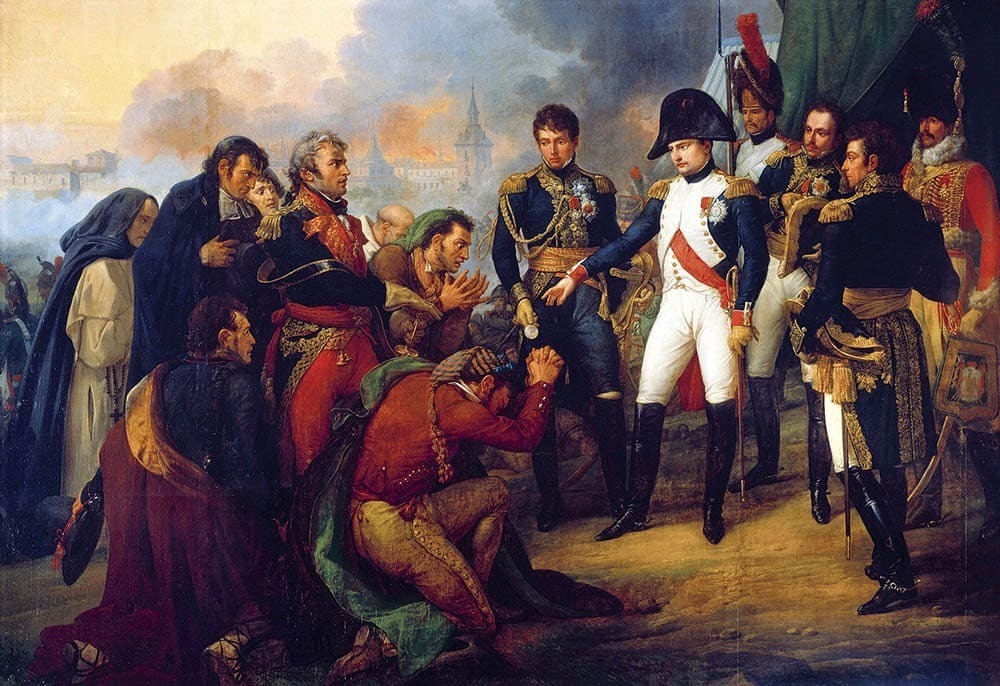 Pintura de Carle Vernet muestra a Napoleón en Chamartín recibiendo a los delegados de la Junta de Defensa de Madrid para rendir la ciudad