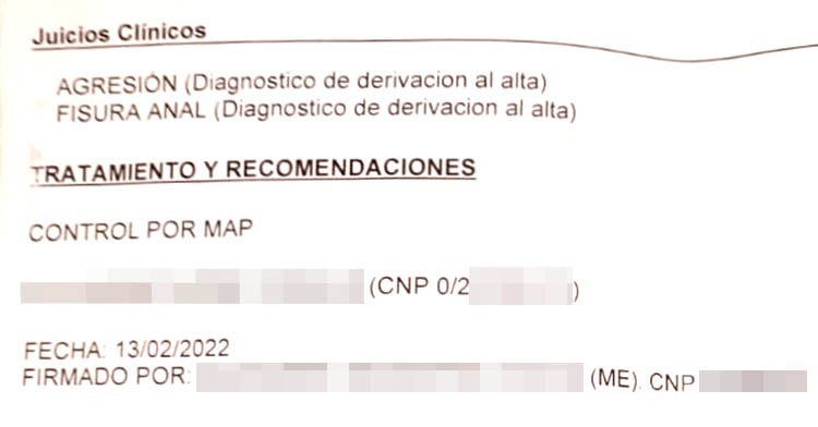 Parte médico del presunto abuso sexual | El MIRA
