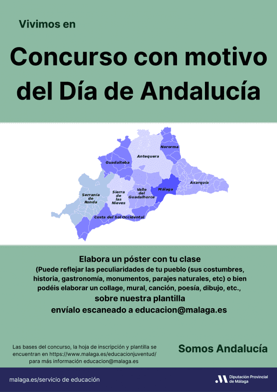 Cartel del concurso 'Vivimos en (nombre del municipio), Somos Andalucía', Diputación de Málaga