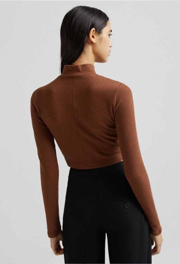 Camiseta manga larga cuello perkins marrón
