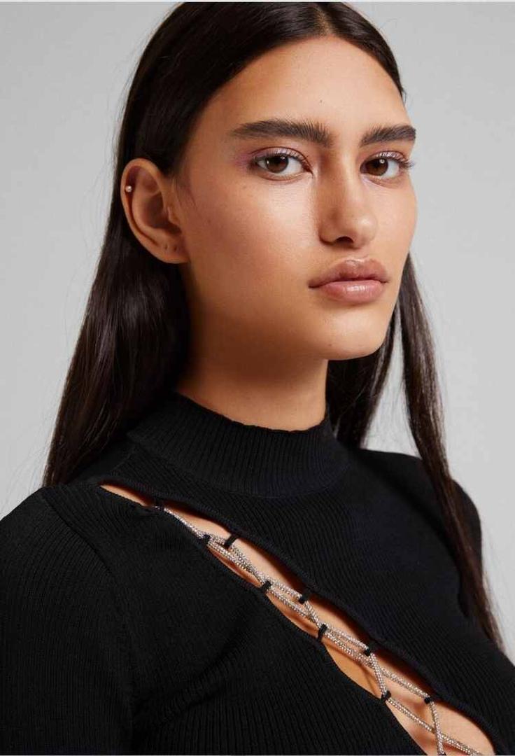 Jersey lace up strass de Bershka