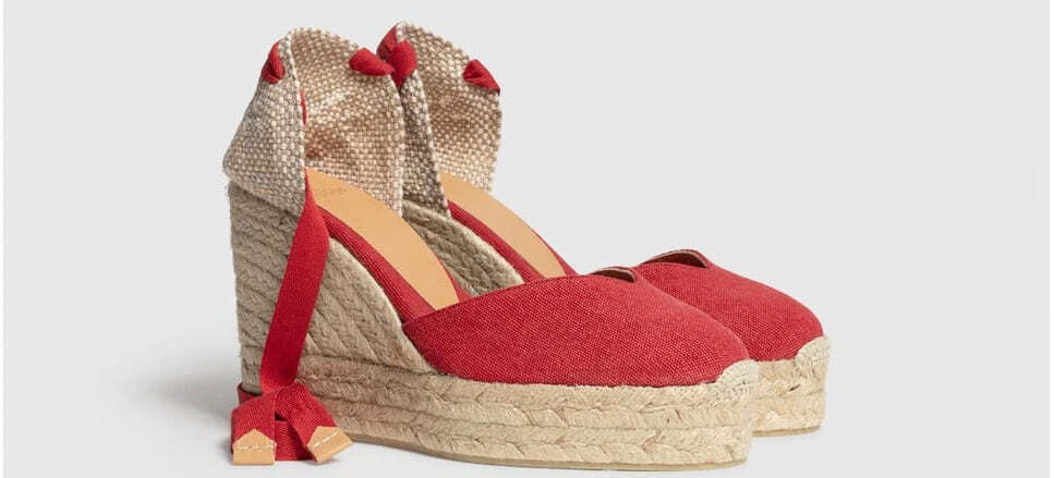 Alpargatas altas de cuña Castañer color rojo