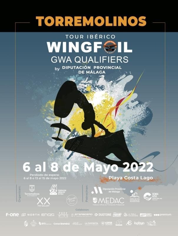 Cartel de la primera prueba de clasificación para el Campeonato del Mundo de Wingfoil disputada en Torremolinos. Diputación de Málaga