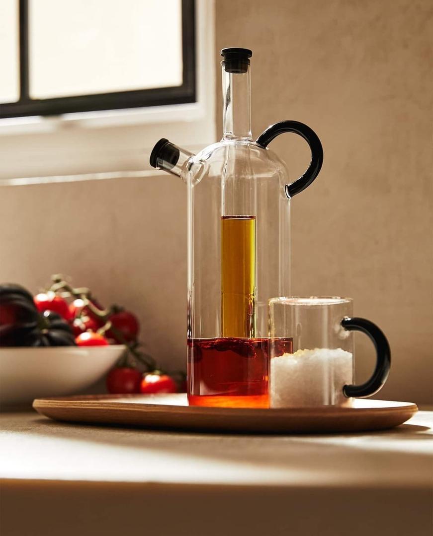 Aceitera de vidrio borosilicato doble