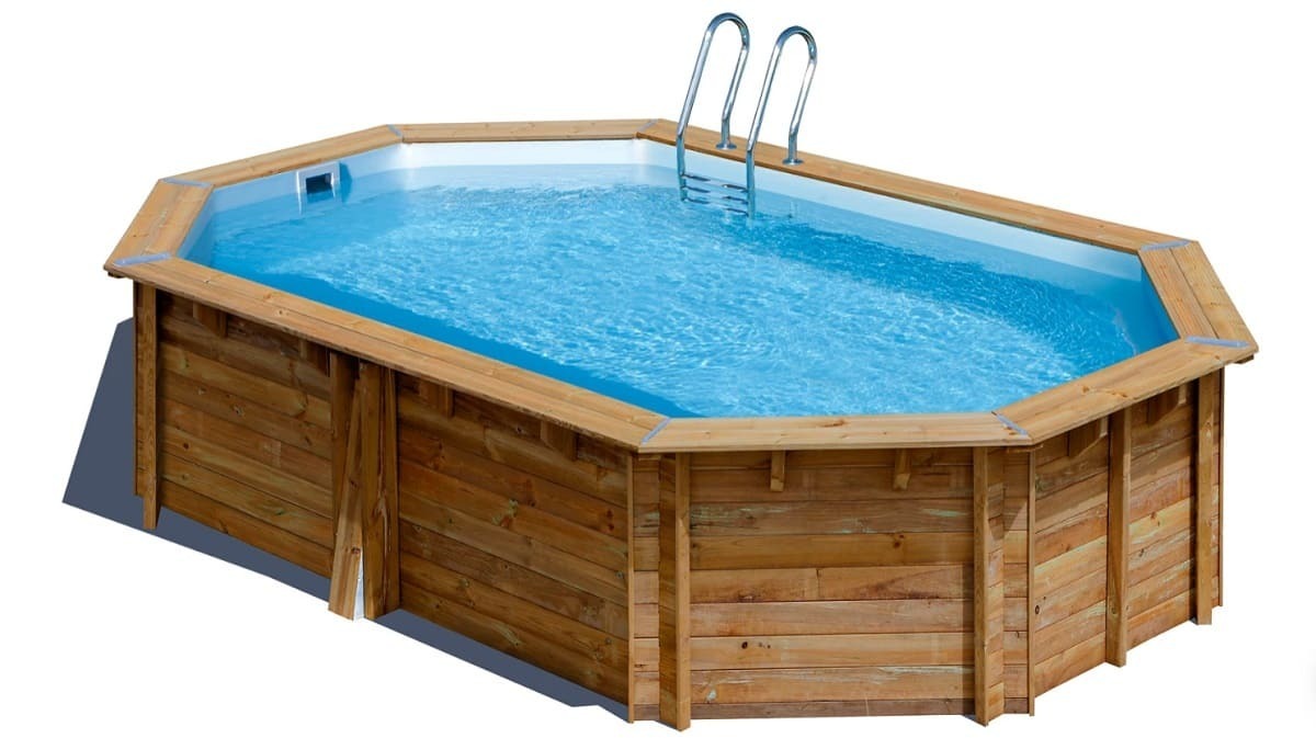 Piscina desmontable de madera ovalada GRE