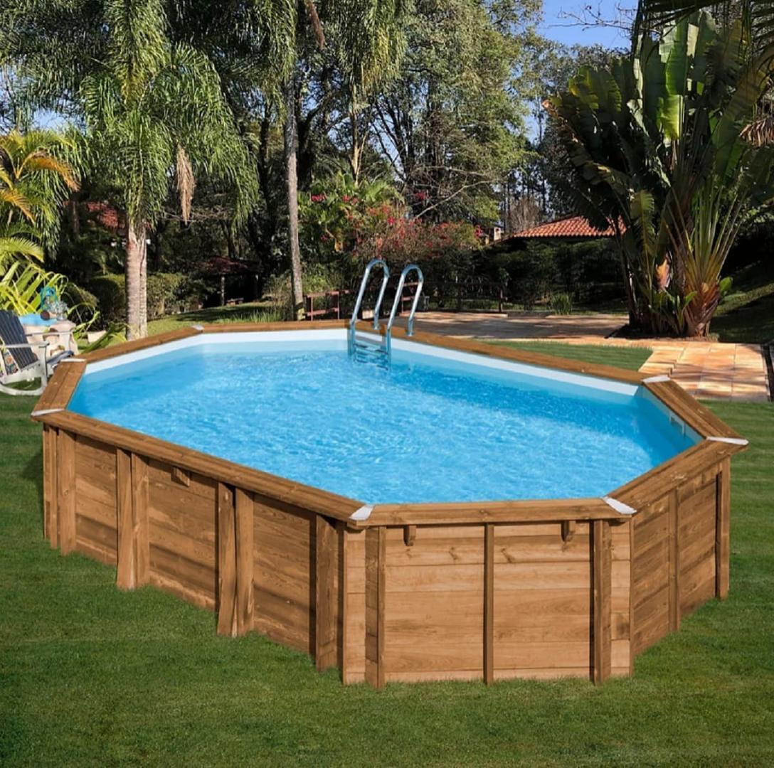 Piscina desmontable de madera ovalada GRE