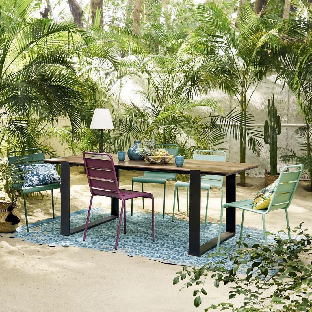 Mesa de jardín para 6 personas de composite y aluminio