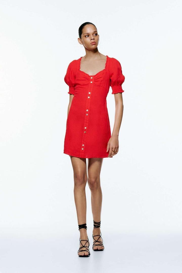 Vestido corto de lino