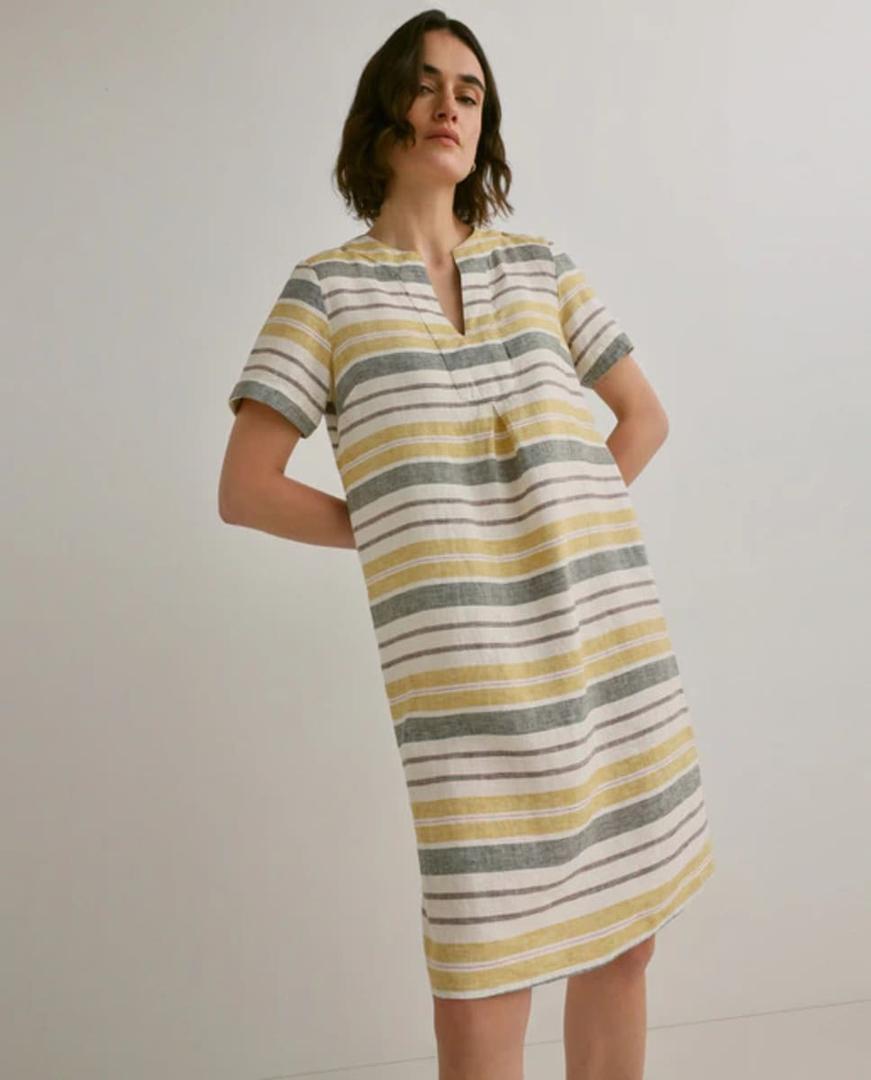 Vestido midi con print de rayas