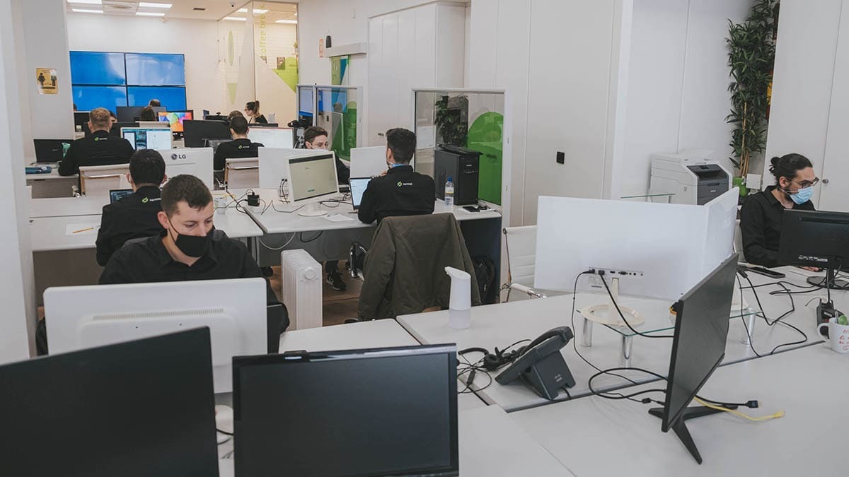 Sala de trabajo de programadores de Xerintel