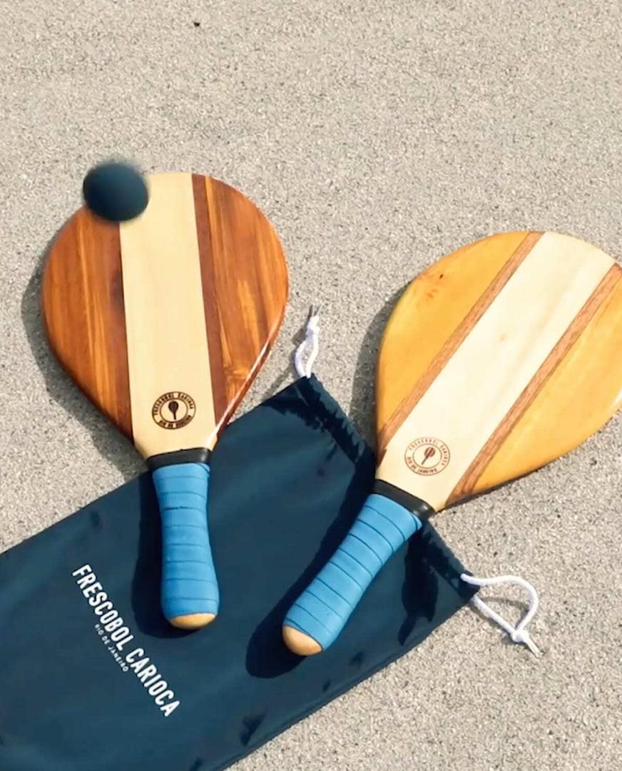 JUEGO DE RAQUETAS DE MADERA DE FRESCOBOL CARIOCA