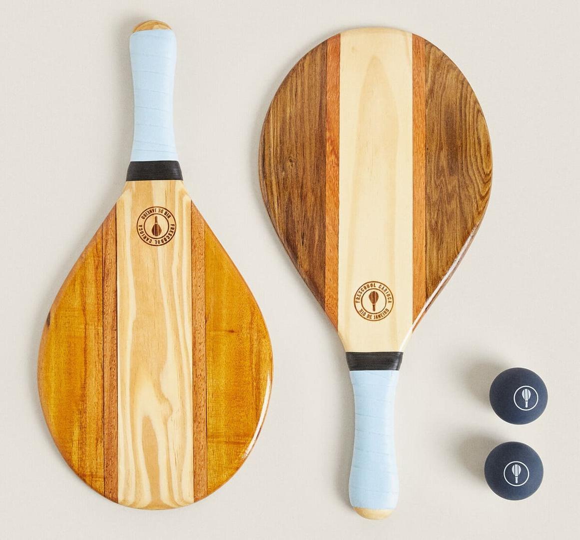 JUEGO DE RAQUETAS DE MADERA DE FRESCOBOL CARIOCA